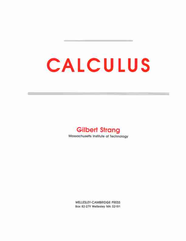 Calculus This is the free digital calculus text by David R