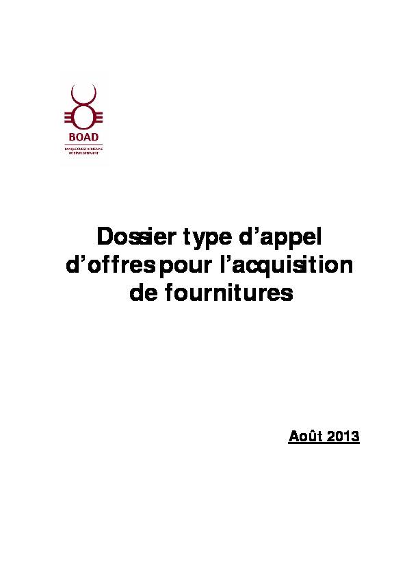 [PDF] Dossier type dappel doffres pour lacquisition de fournitures - BOAD
