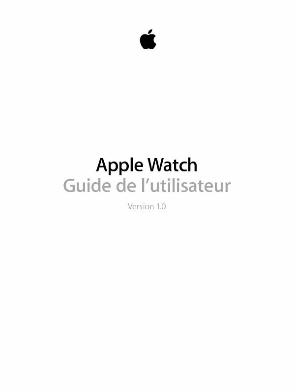 Apple Watch Guide de lutilisateur