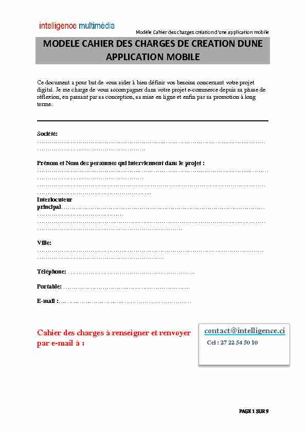 Searches related to cahier des charges application mobile pdf PDF