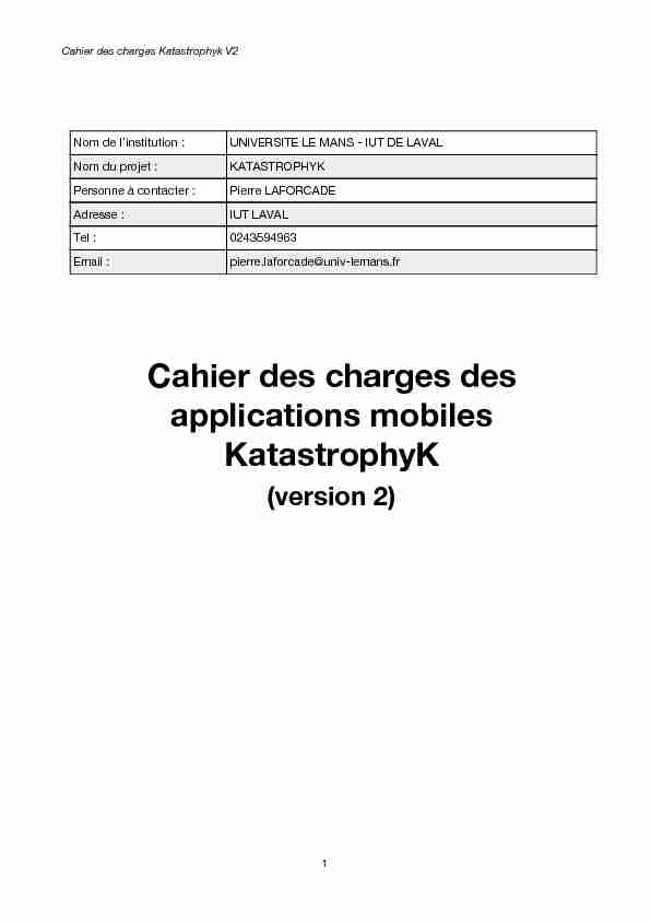 [PDF] Cahier des charges des applications mobiles  - Le Mans Université