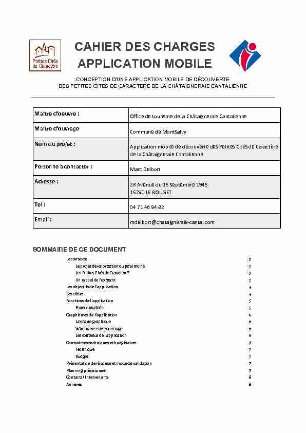 [PDF] CAHIER DES CHARGES APPLICATION MOBILE - Châtaigneraie