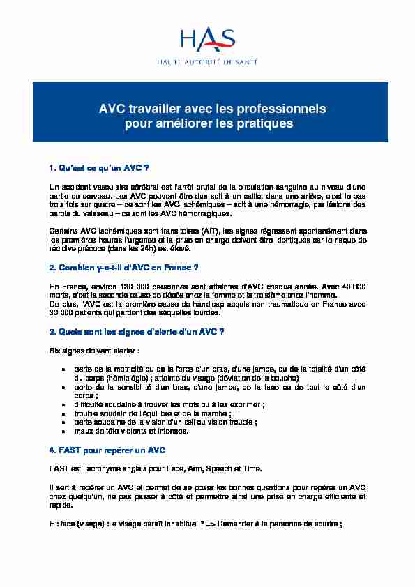 AVC : travailler avec les professionnels pour améliorer les pratiques