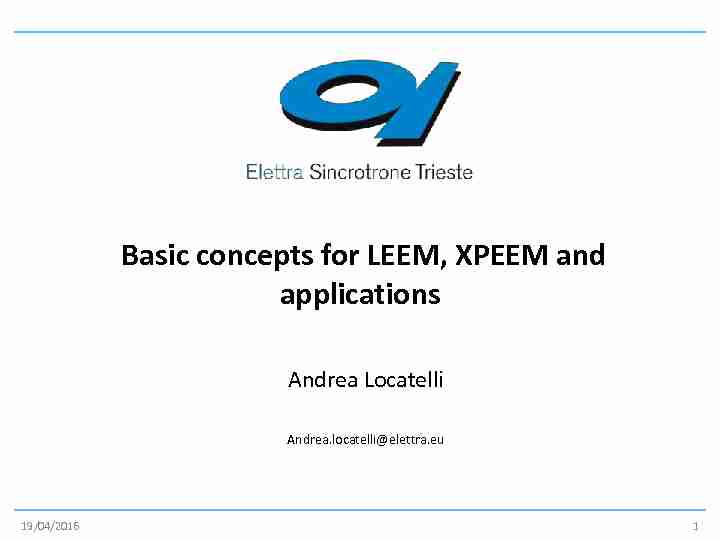 Basic concepts for LEEM XPEEM and applications