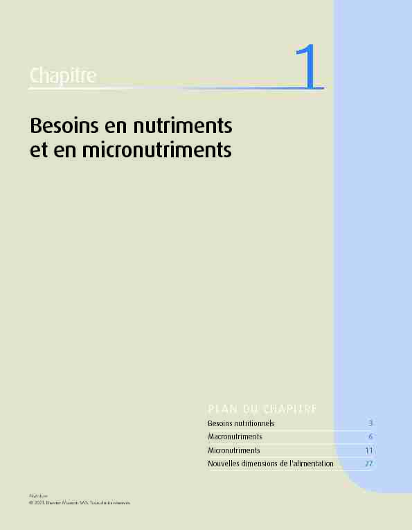 Chapitre 1 - Besoins en nutriments et en micronutriments