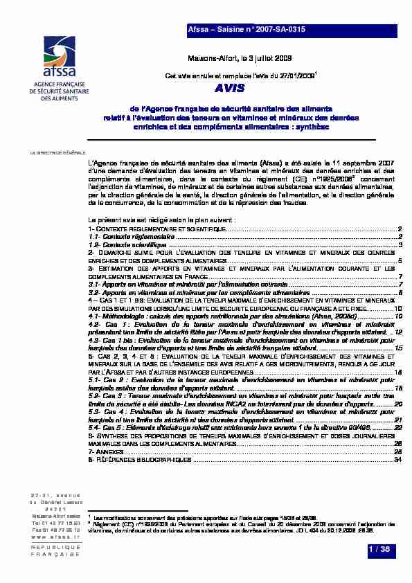 [PDF] LAgence française de sécurité sanitaire des aliments (Afssa  - Anses