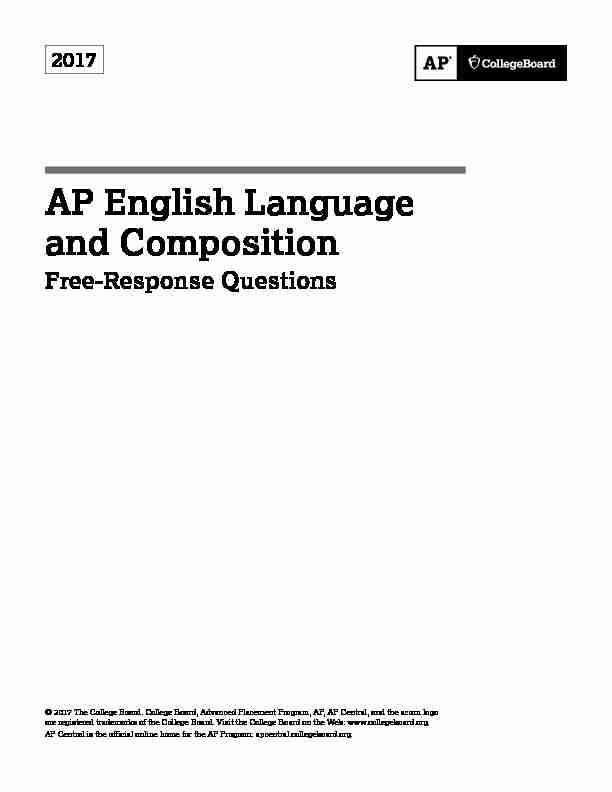 AP English Language and Composition 2017 Free-Response Questions