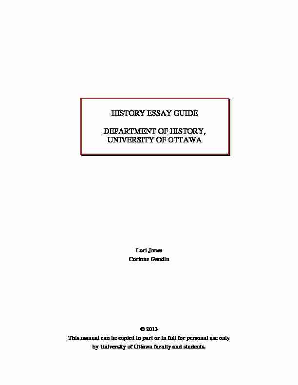 HISTORY ESSAY GUIDE - University of Ottawa