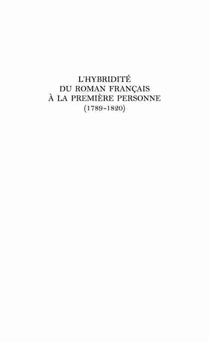 L’hybridité du roman français à la première personne (1789