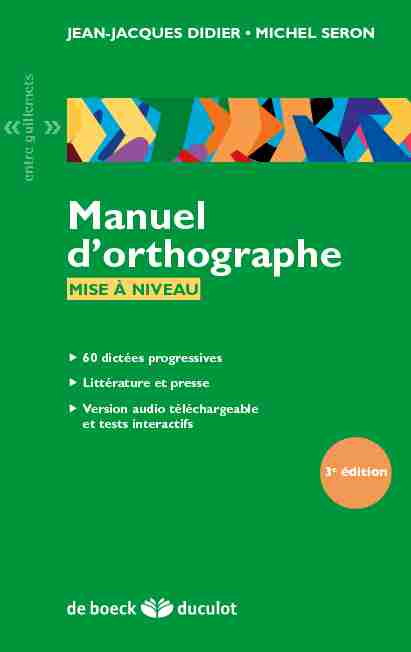 Manuel d’orthographe - Furet