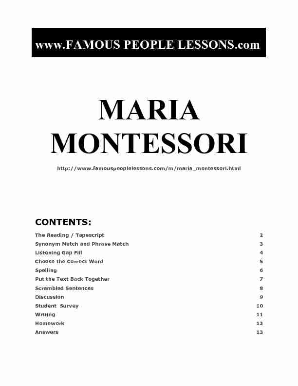 maria montessori - Famous People Lessons