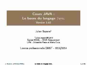 Cours JAVA : Le bases du langage Java - Version 3