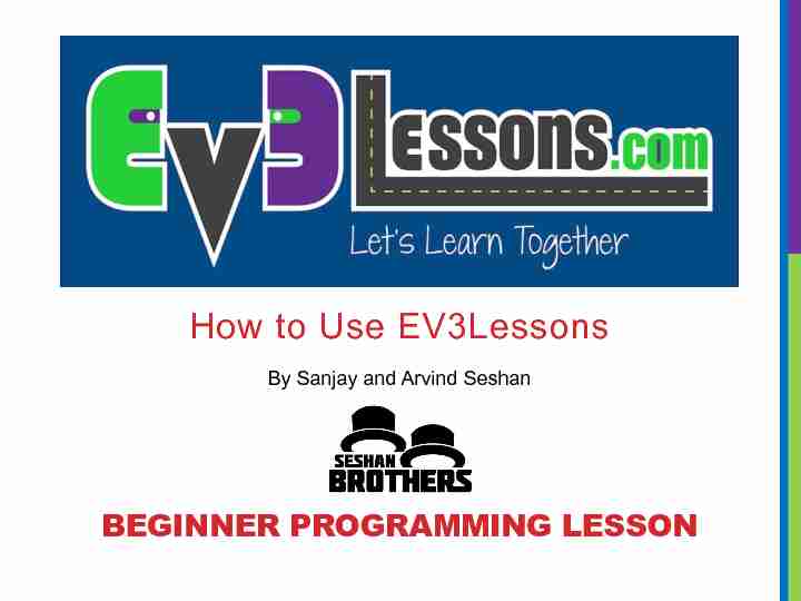How to Use EV3Lessons