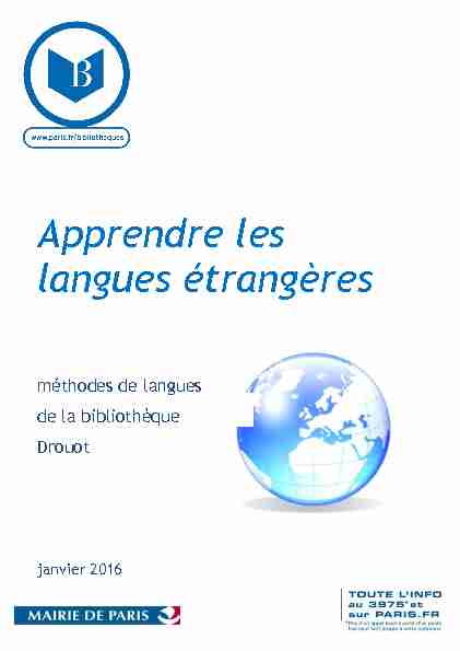 [PDF] Apprendre les langues étrangères - Bibliothèques de la Ville de Paris