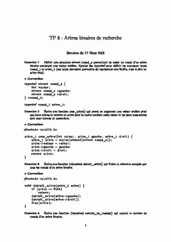 [PDF] TP 8 : Arbres binaires de recherche - Cedric-Cnam