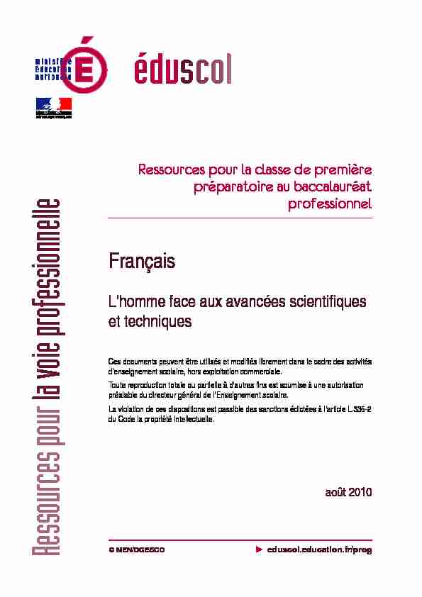 Ressources de français pour la voie professionnelle : L’homme