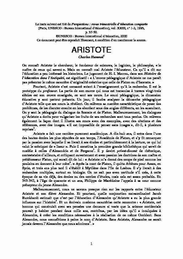 ARISTOTE - International Bureau of Education
