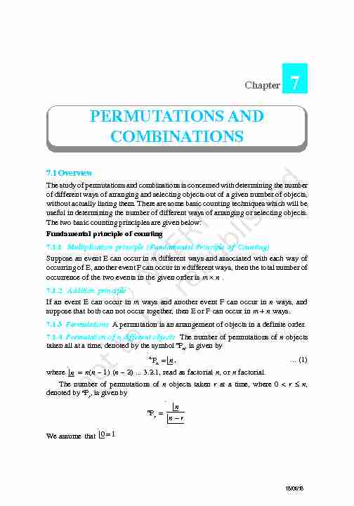 PERMUTATIONS AND COMBINATIONS - National Council of