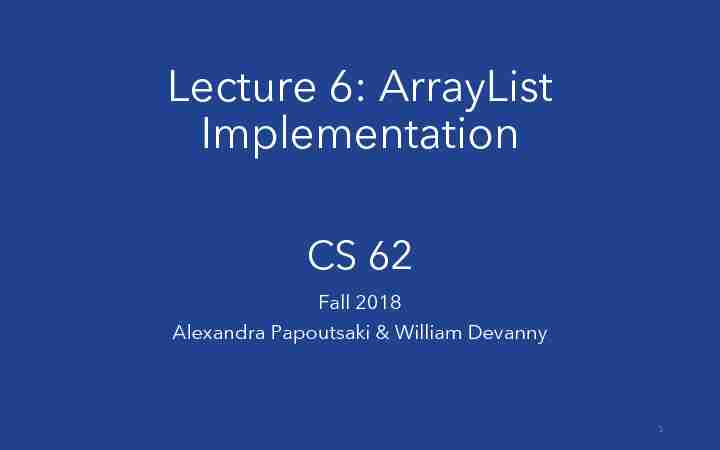 Lecture 6: ArrayList Implementation - Pomona