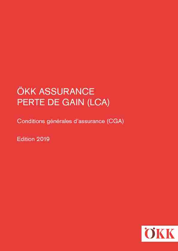 [PDF] ÖKK ASSURANCE PERTE DE GAIN (LCA)