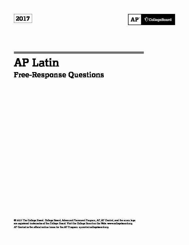 AP Latin 2017 Free-Response Questions