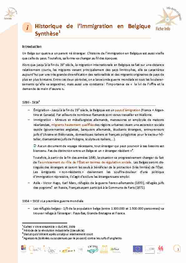 [PDF] Histoire de limmigration en Belgique