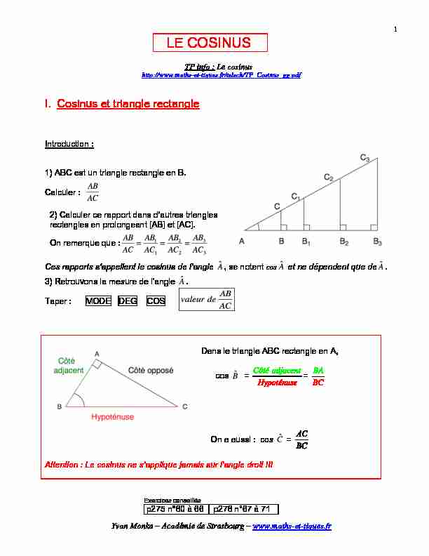 [PDF] LE COSINUS - maths et tiques