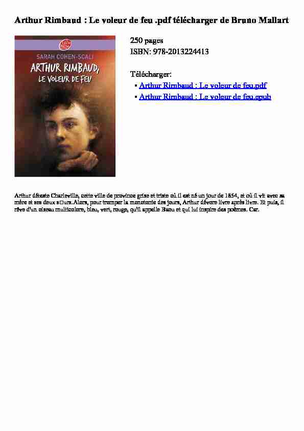 Arthur Rimbaud : Le voleur de feu - WordPresscom