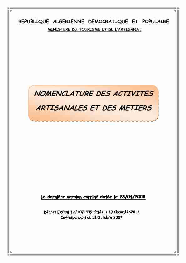 [PDF] nomenclature-artisanale FR - DTA-Tizi Ouzou