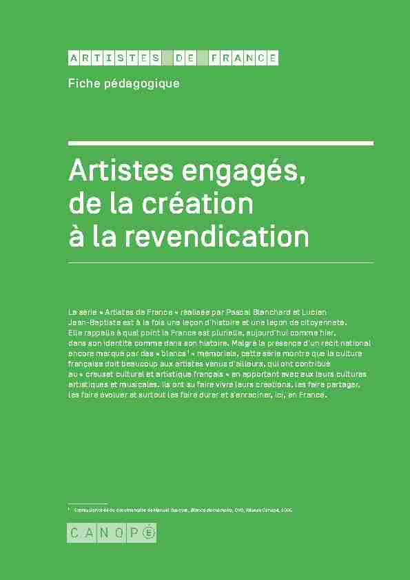[PDF] Artistes engagés de la création à la revendication - Réseau Canopé
