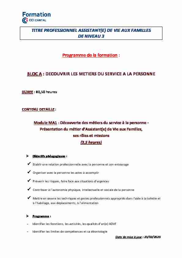 [PDF] titre professionnel assistant(e) de vie aux familles de niveau 3