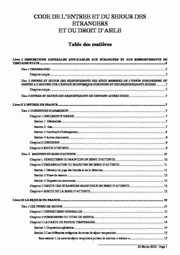 [PDF] CODE DE LENTREE ET DU SEJOUR DES ETRANGERS ET DU