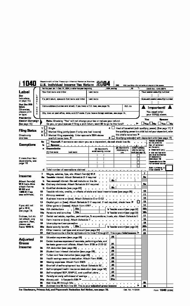 2004 Form 1040 - Internal Revenue Service
