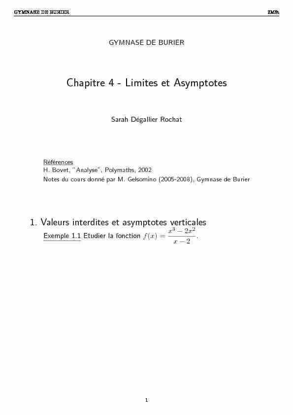 Chapitre 4 - Limites et Asymptotes