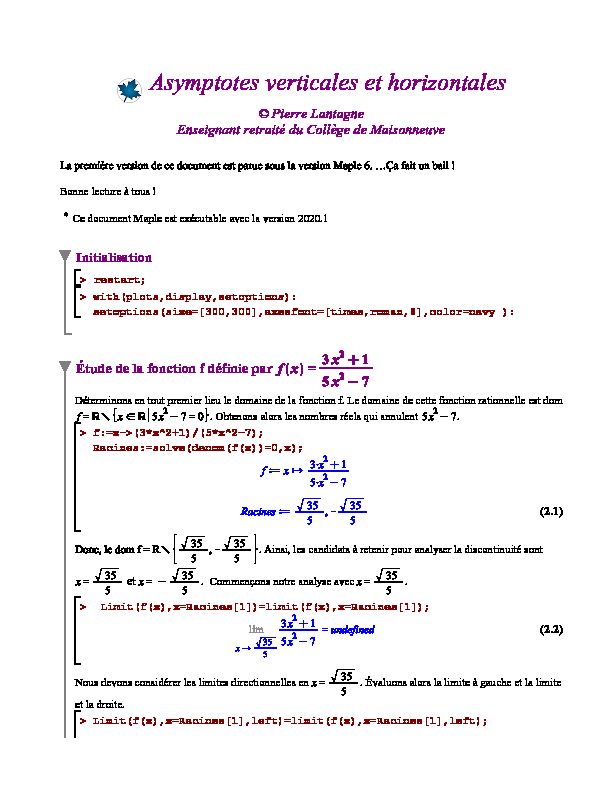 [PDF] Asymptotes verticales et horizontales