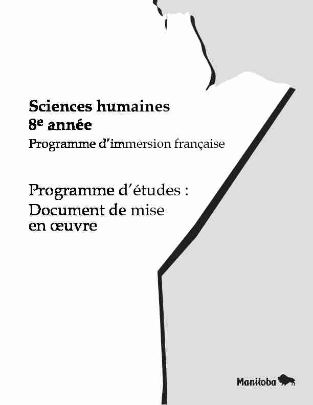 Sciences humaines - 8e année - Programme dimmersion française