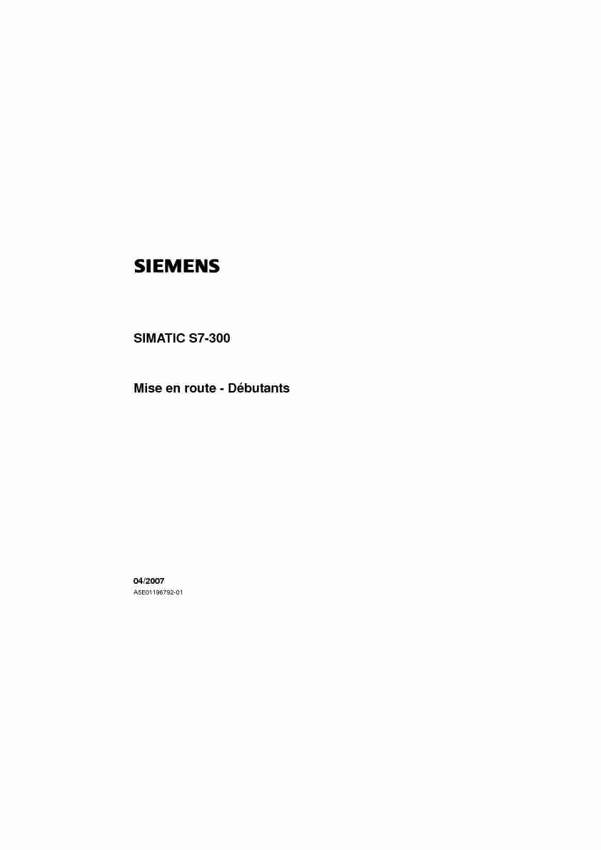 SIMATIC S7-300 Mise en route - Débutants - Siemens