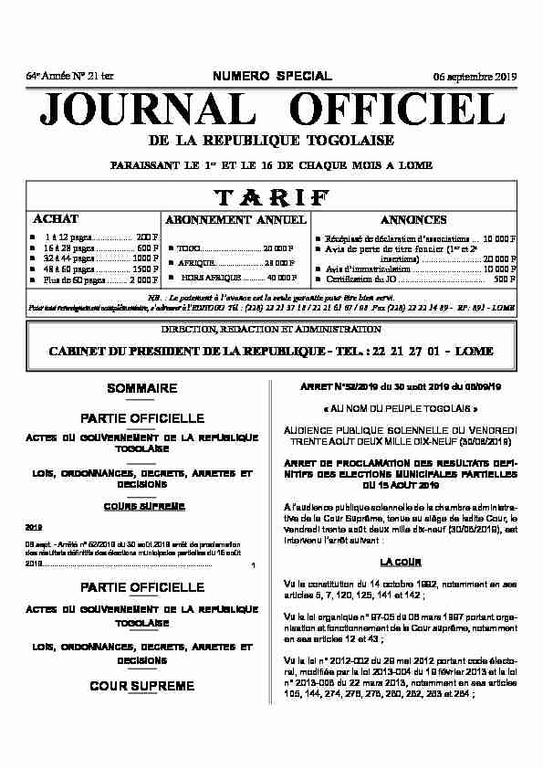 JOURNAL OFFICIEL