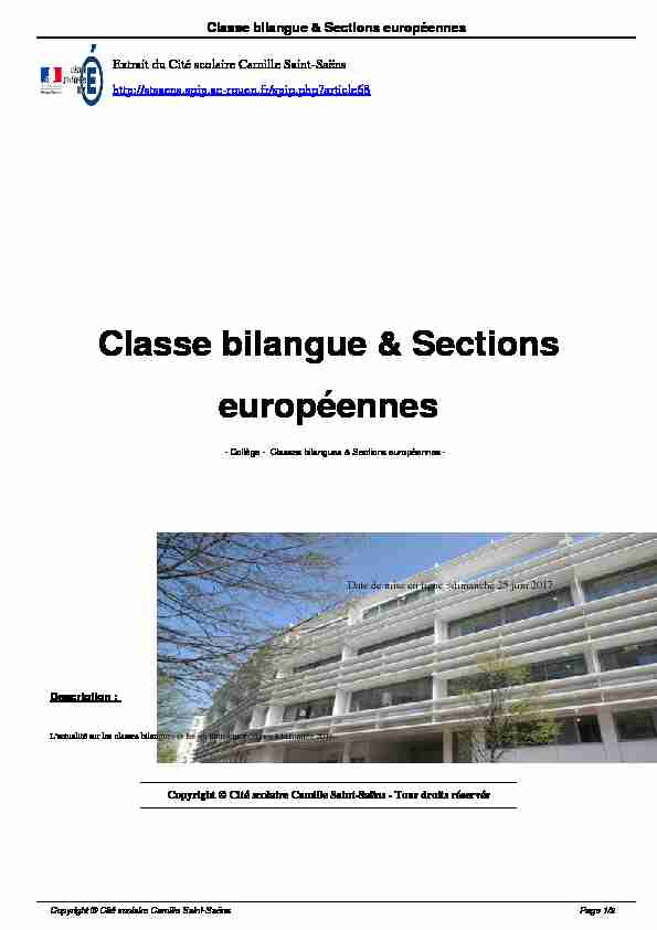 Classe bilangue & Sections européennes