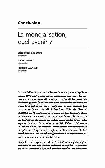 [PDF] La mondialisation, quel avenir ? - Horizon IRD