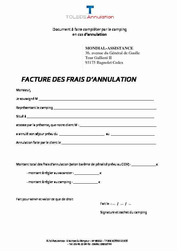 [PDF] FACTURE DES FRAIS DANNULATION