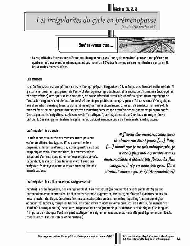 [PDF] Les irrégularités du cycle en préménopause - RQASF