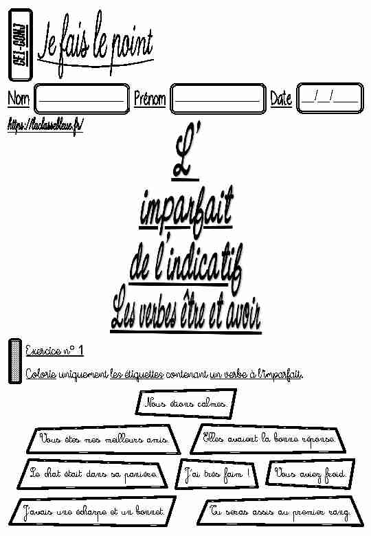 [PDF] Limparfait de lindicatif (Les verbes ÊTRE et AVOIR) (CE1)