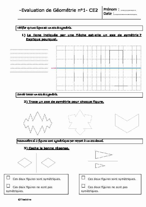 -Evaluation de Géométrie n°1- CE2