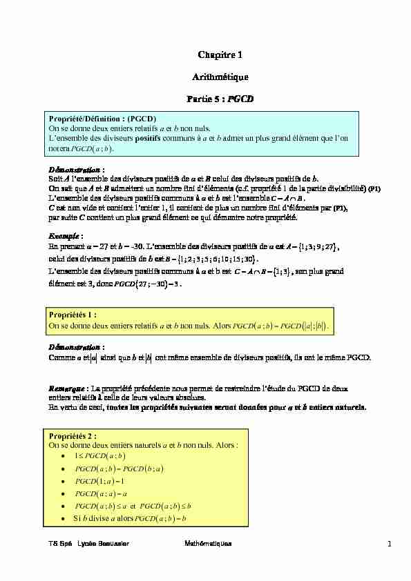 [PDF] PGCD - lycée Beaussier