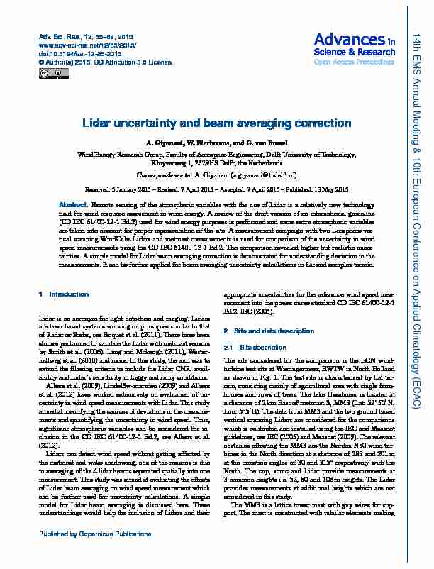 Lidar uncertainty and beam averaging correction