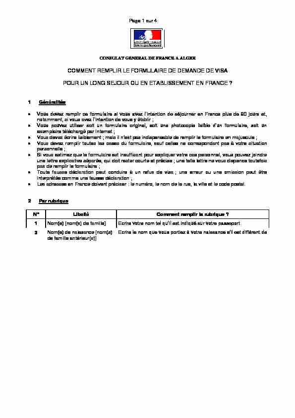[PDF] COMMENT REMPLIR LE FORMULAIRE DE DEMANDE DE VISA