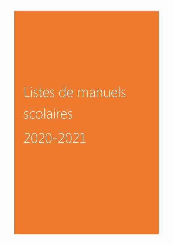 Listes de manuels scolaires 2020-2021