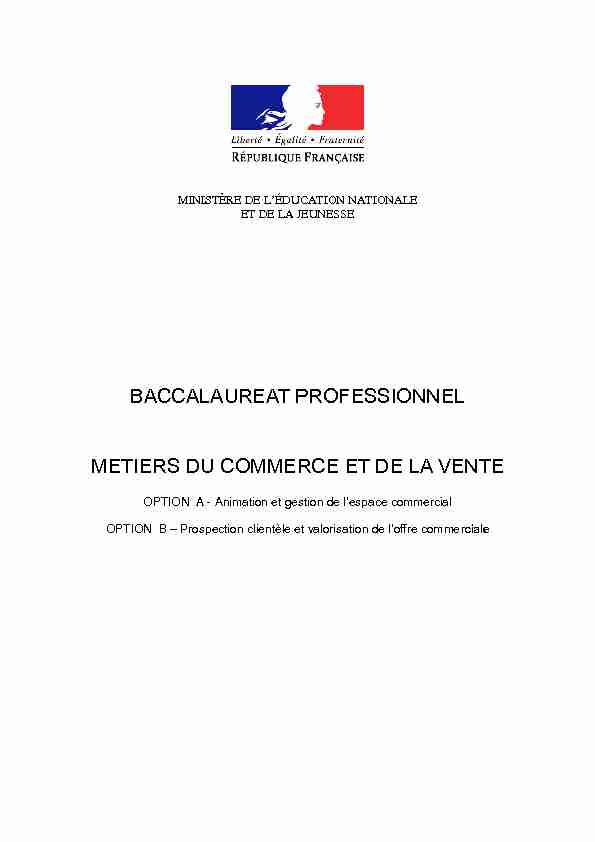 [PDF] BACCALAUREAT PROFESSIONNEL METIERS DU COMMERCE