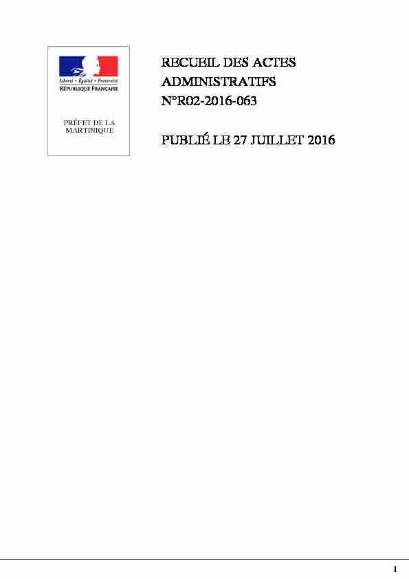 RECUEIL DES ACTES ADMINISTRATIFS N°R02-2016-063 PUBLIÉ